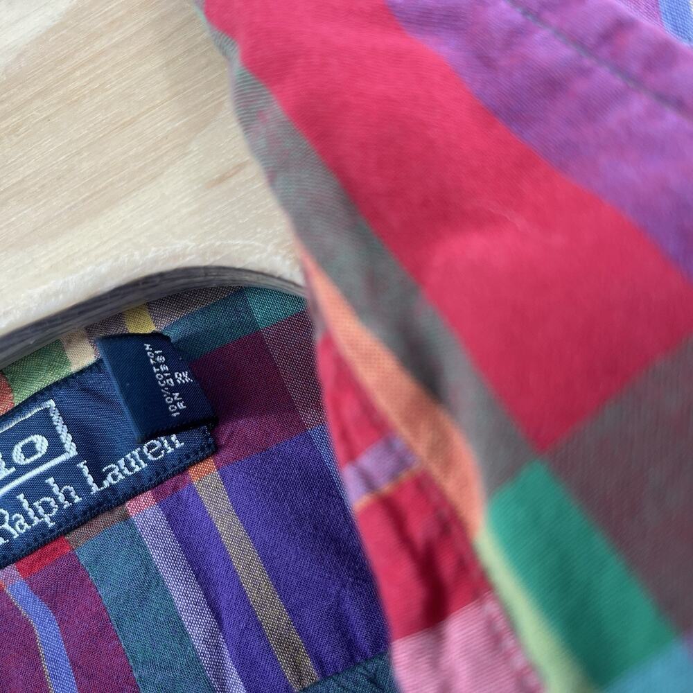 Polo Ralph Lauren Button Up XXL Vibrant Multicolor Plaid Light Short Sleeve - Picture 4 of 5
